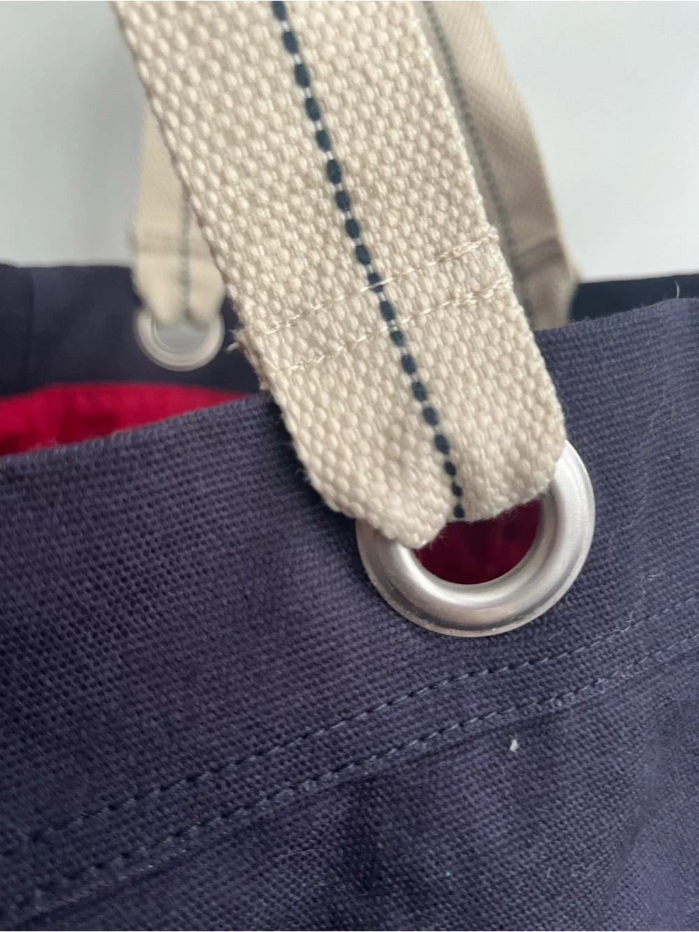 SCAD Navy Canvas Tote Bag with Cream Straps
